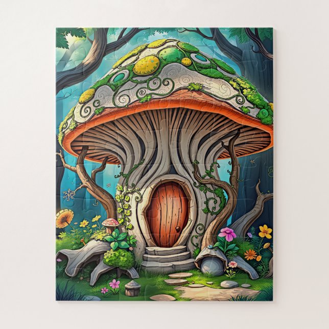 Puzzle Una casa de hongos mágica para los niños (Vertical)