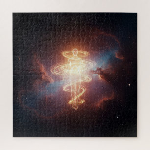 Puzzle Una entidad espiritual brillante flotando en el un