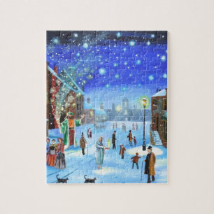 Puzzle Una escena de la calle del invierno de Scrooge del