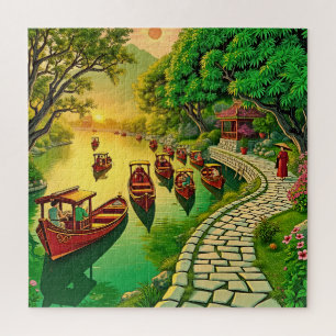 Puzzle Una escena serena junto al río