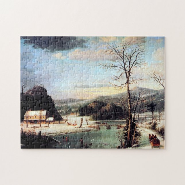 Puzzle Una fiesta de Navidad George Henry Durrie 1852 (Horizontal)