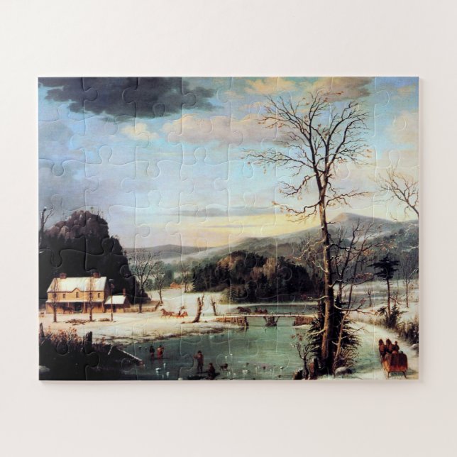 Puzzle Una fiesta de Navidad George Henry Durrie 1852 (Horizontal)