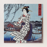 Una fresca tarde de verano en el puente, Utagawa H