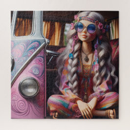 Puzzle Una hermosa chica hippie