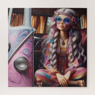 Puzzle Una hermosa chica hippie