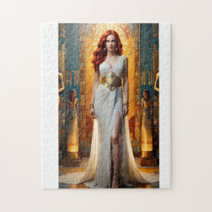 Puzzle Una hermosa mujer en un entorno antiguo egipcio