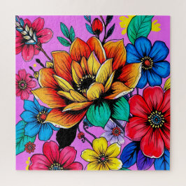 Puzzle Una ilustración floral vibrante