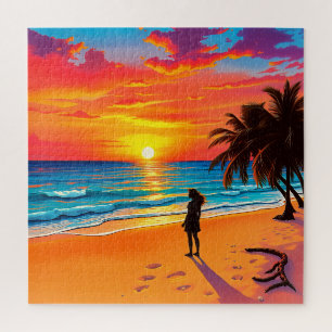 Puzzle Una impresionante puesta de sol tropical