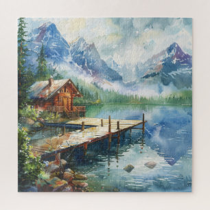 Puzzle Una manguera de pesca en el lago