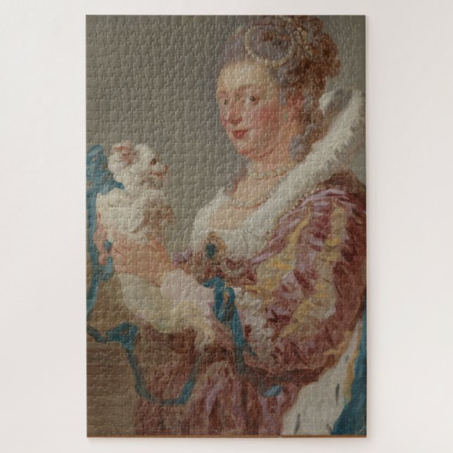 Puzzle Una mujer aristocrática divertida con un perro peq (Vertical)
