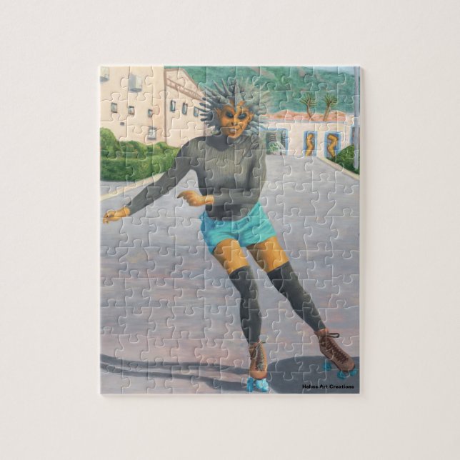 Puzzle Una mujer extranjera patinando en patinaje fantasí (Vertical)