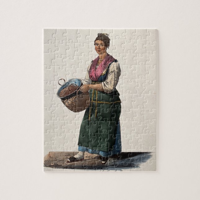 Puzzle Una mujer tiene un caldero de castañas hervidas en (Vertical)