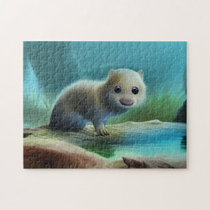 Puzzle Una nutria de bebé en un estanque -