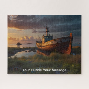 Puzzle Una obra de arte de un barco abandonado decrépito