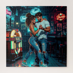 Puzzle Una pareja bailando en un bar Hiperrealista cómi