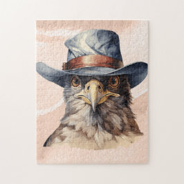 Puzzle Una pichón divertida con un gorra de vaquero, acua