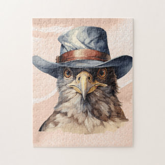 Puzzle Una pichón divertida con un gorra de vaquero, acua