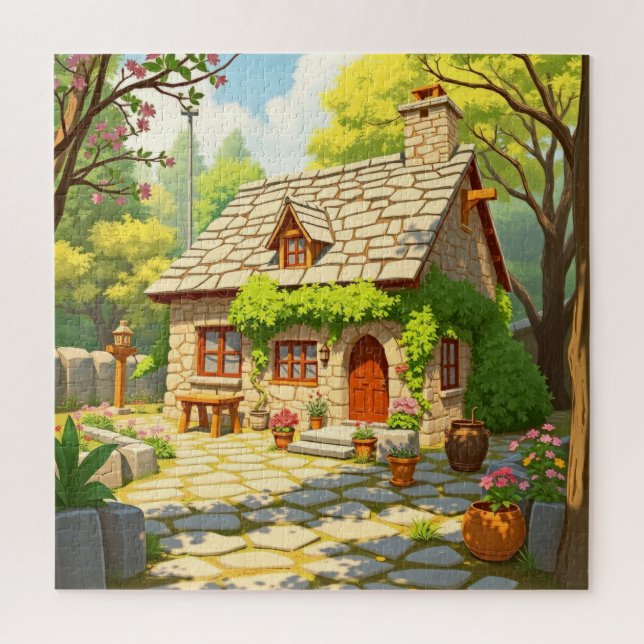 Puzzle Una pintoresca cabaña de piedra (Vertical)