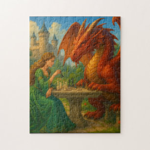 Puzzle Una princesa jugando al ajedrez con un arte de fan