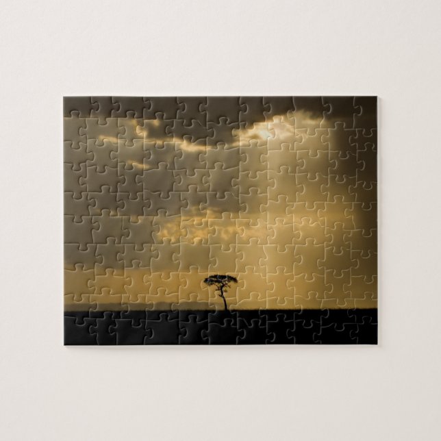 Puzzle Una puesta de sol mística al regresar al campament (Horizontal)