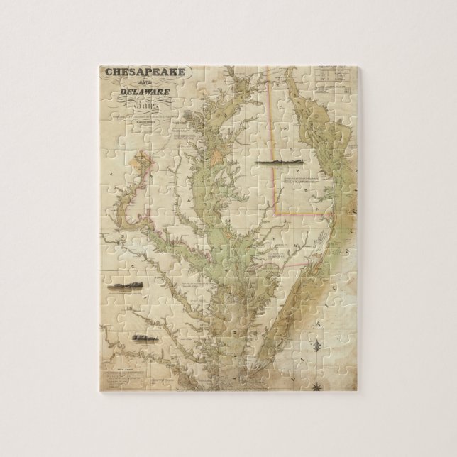Puzzle Una tabla de las bahías Chesapeake y Delaware (Vertical)