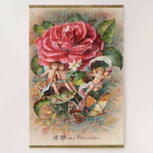 Puzzle Una tarjeta postal vintage de Navidad de la era vi