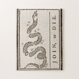 Puzzle  Únase o muera Benjamin Franklin Personalizado pol