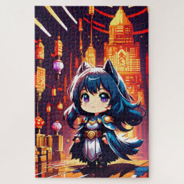 Puzzle Une héroïne chibi dans l'univers du pixel