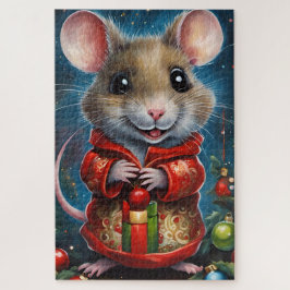Puzzle Une jolie souris fêtant noël