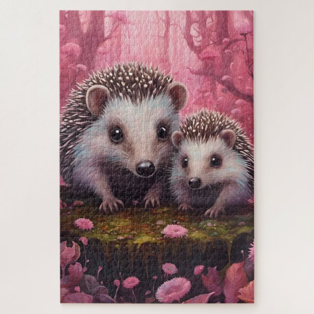 Puzzle Une maman hérisson et son petit (Vertical)