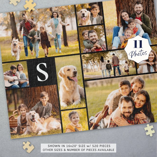 Puzzle Único 11 Collages de fotos Monograma simple negro (Subido por el creador)