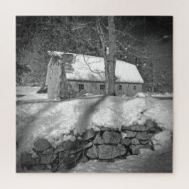 Puzzle Único granero blanco y negro