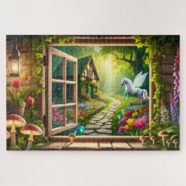 Puzzle Unicorn Garden Window Scene Pegasus Gift
