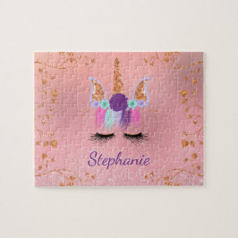 Puzzle Unicorn Girly Rubor Purpurina Rosado Rosa Oro
