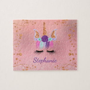 Puzzle Unicorn Girly Rubor Purpurina Rosado Rosa Oro