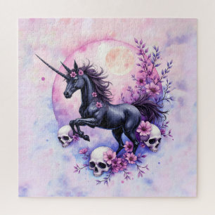 Puzzle Unicornio a la luz de la luna entre rosas olvidada