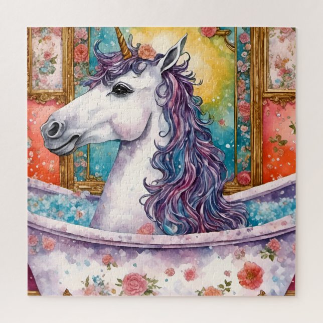 Puzzle Unicornio Adorable en el Baño (Vertical)