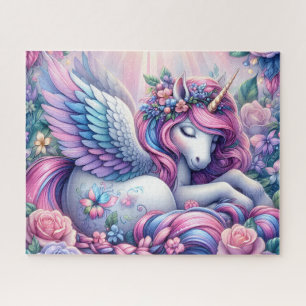 Puzzle Unicornio Alado Con Flores