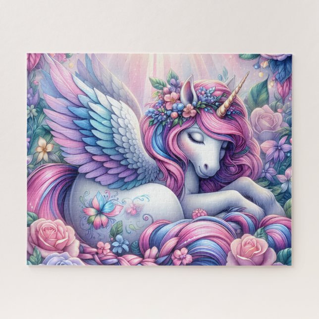 Puzzle Unicornio Alado Con Flores (Horizontal)