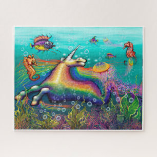 Puzzle Unicornio arcoiris acuático