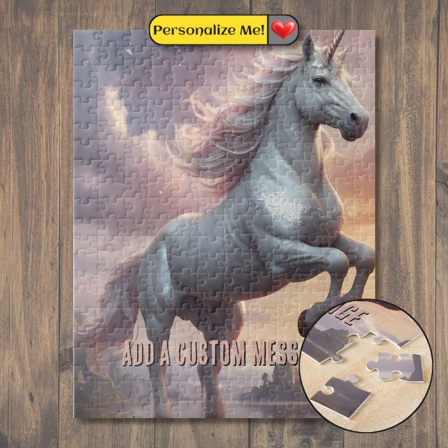 Puzzle Unicornio Blanco Místico Personalizado (Mystic White Unicorn Jigsaw Puzzle)