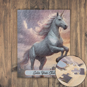 Puzzle Unicornio blanco místico personalizado