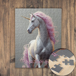 Puzzle Unicornio blanco personalizado con maná rosa
