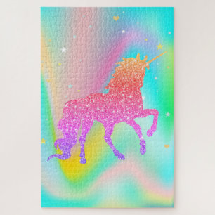 Puzzle Unicornio Brillante Estrellas Coloridas Abstractas