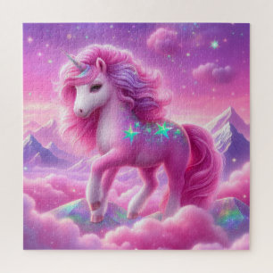 Puzzle Unicornio brillante púrpura y rosa purpurina
