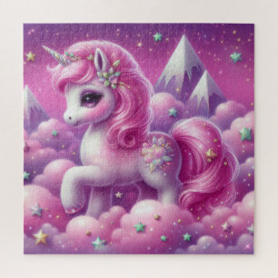 Puzzle Unicornio brillante púrpura y rosa purpurina