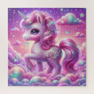 Puzzle Unicornio brillante púrpura y rosa purpurina