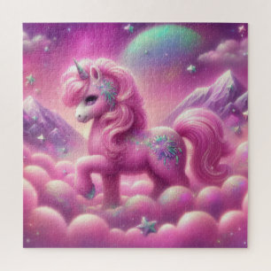 Puzzle Unicornio brillante púrpura y rosa purpurina