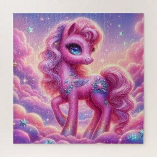 Puzzle Unicornio brillante púrpura y rosa purpurina