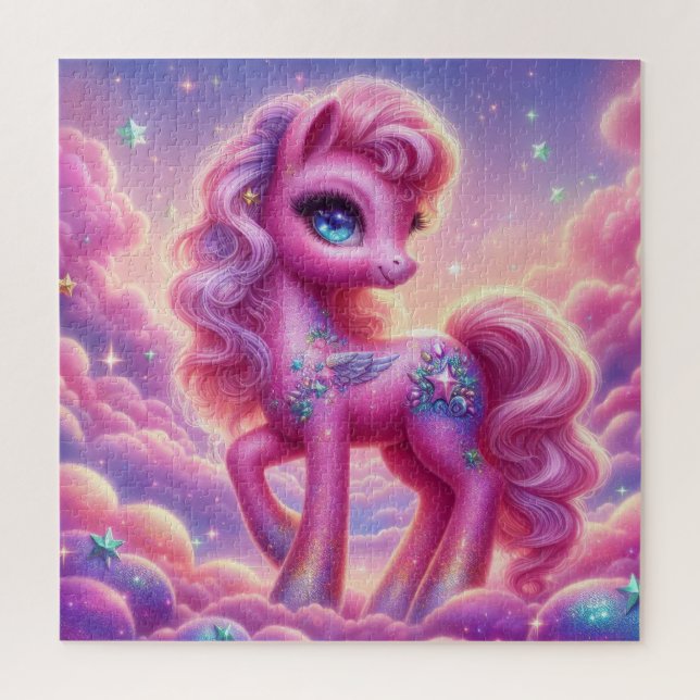 Puzzle Unicornio brillante púrpura y rosa purpurina (Vertical)